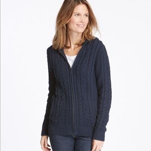 NWT L.L.Bean Women's Double L® Mixed-Cable Sweater, Zip-Front Hoodie